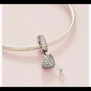 Pandora Pave’ Cocktail Martini Glass Dangle Charm * NWT